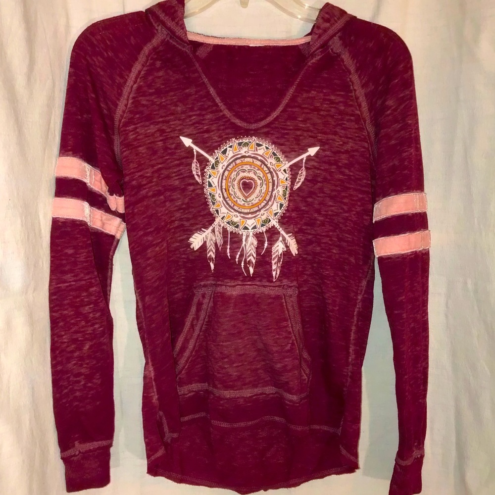 Burgundy Lightweight Hoodie with DreamCatcher